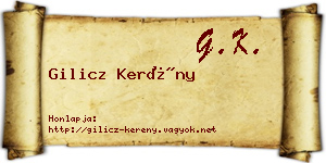 Gilicz Kerény névjegykártya